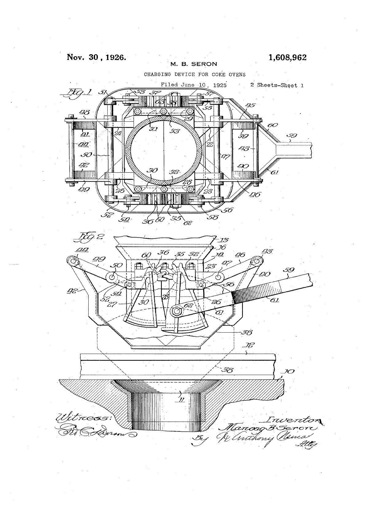 US-1608962-A Charging device for coke ovens patent drawing